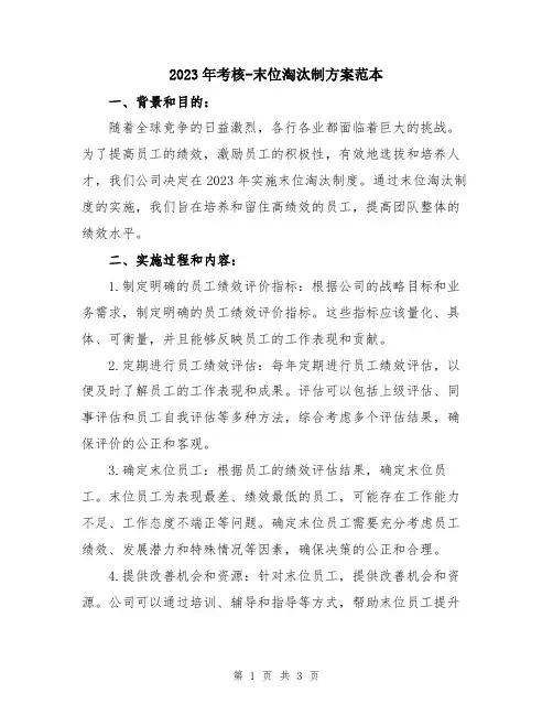2023年考核-末位淘汰制方案范本