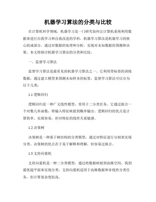 机器学习算法的分类与比较