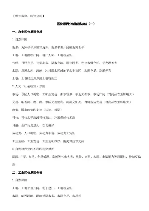 2023年高考地理区位因素归纳总结
