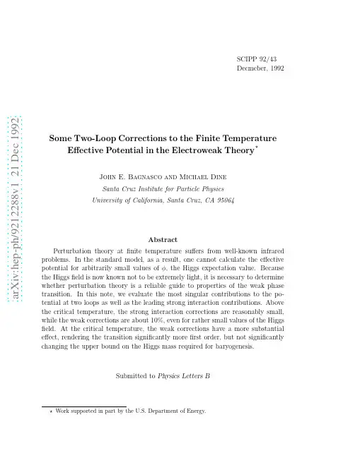 Some Two-Loop Corrections to the Finite Temperature Effective Potential in the Electroweak