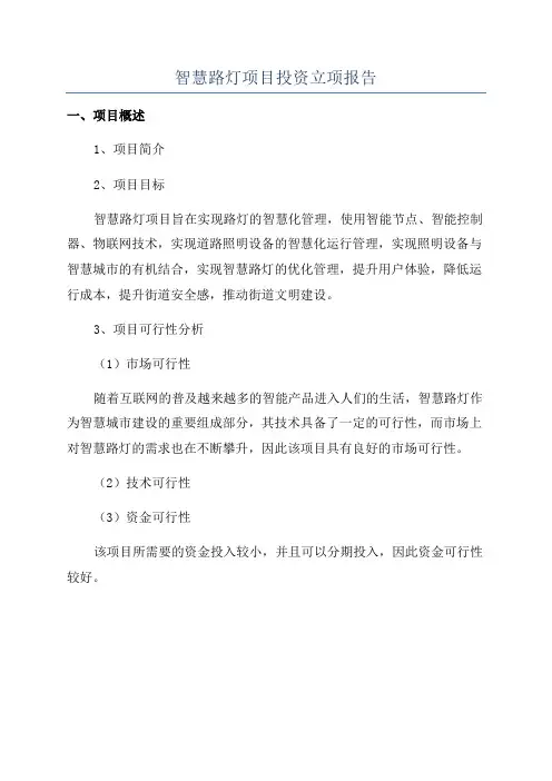 智慧路灯项目投资立项报告