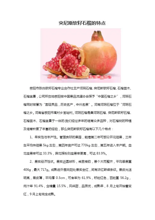 突尼斯软籽石榴的特点