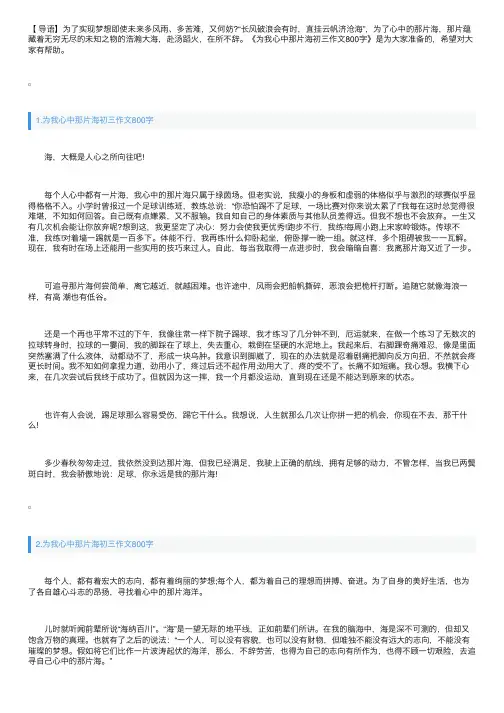 为我心中那片海初三作文800字