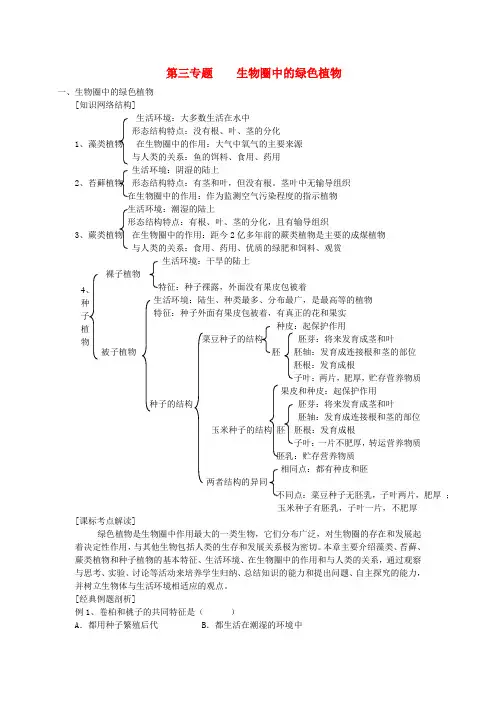 中考生物探究 专题三 生物圈中的绿色植物