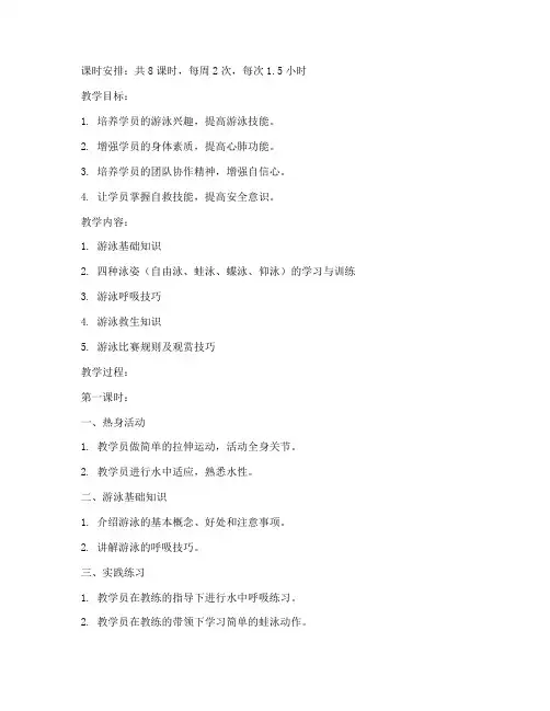 长训班游泳教案模板范文