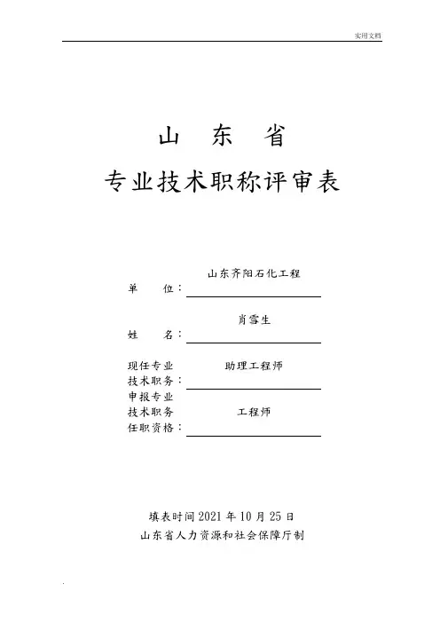 《专业技术职称评审表》填表范本