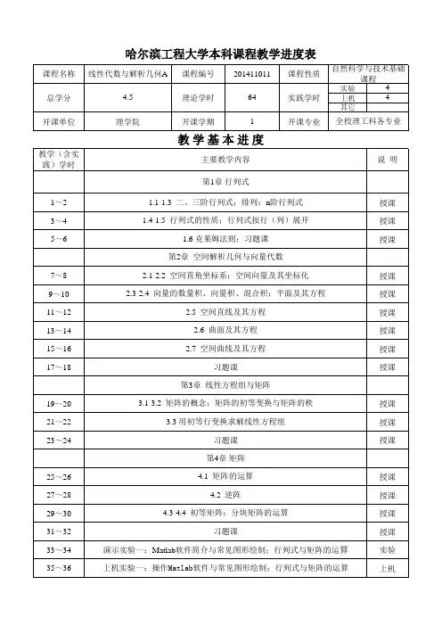 201411011-线性代数与解析几何A-教学进度表