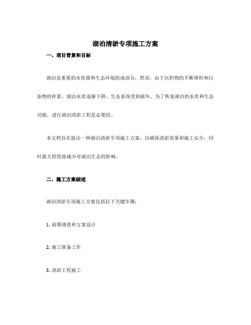 湖泊清淤专项施工方案