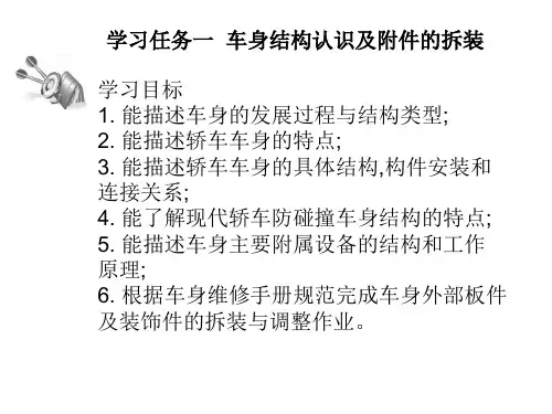 学习任务一车身结构认识及附件的拆装