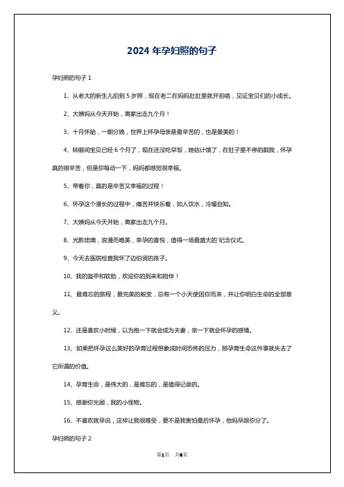 2024年孕妇照的句子