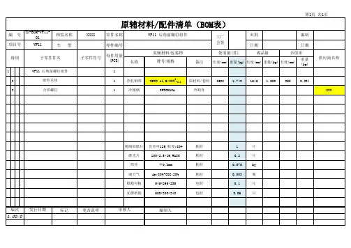 原辅料清单-BOM-模板