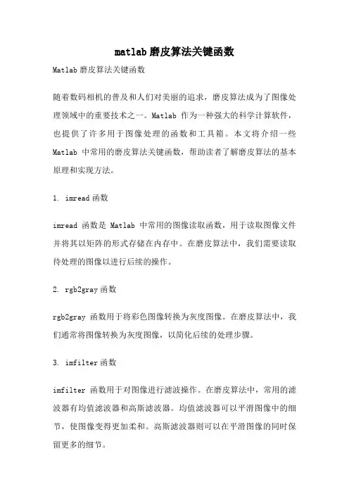 matlab磨皮算法关键函数