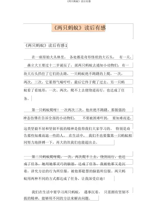 《两只蚂蚁》读后感