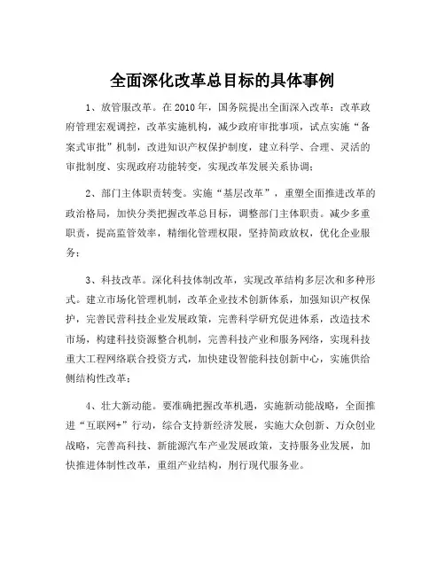 全面深化改革总目标的具体事例