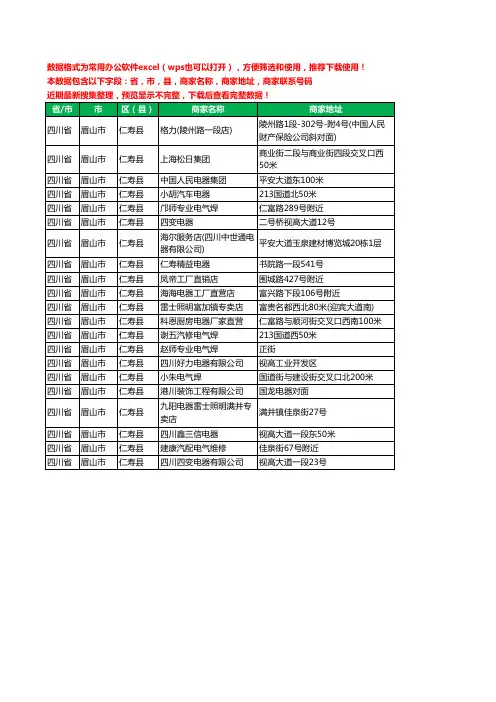 2020新版四川省眉山市仁寿县电器有限公司工商企业公司商家名录名单黄页联系电话号码地址大全21家