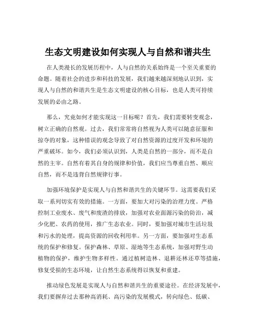 生态文明建设如何实现人与自然和谐共生