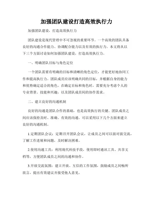 加强团队建设打造高效执行力