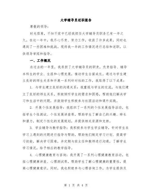 大学辅导员述职报告