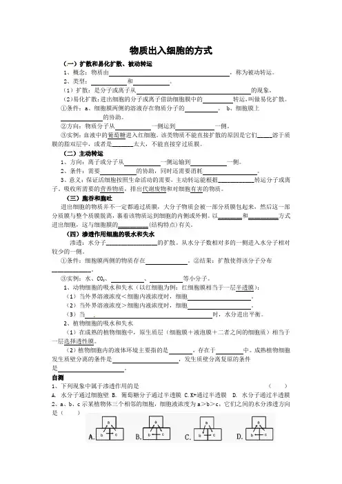 物质出入细胞的方式