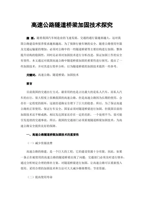 高速公路隧道桥梁加固技术探究