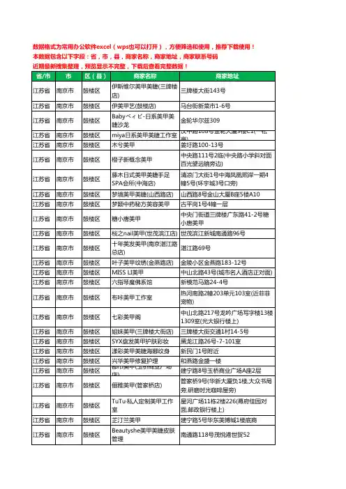 2020新版江苏省南京市鼓楼区美甲工商企业公司商家名录名单联系电话号码地址大全233家