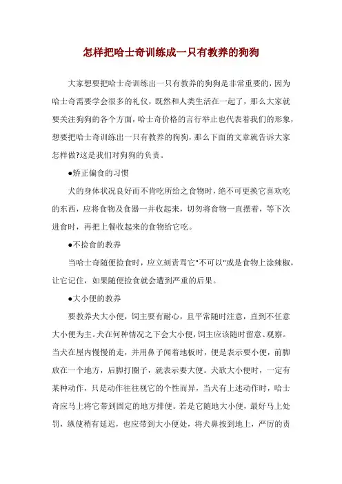 怎样把哈士奇训练成一只有教养的狗狗
