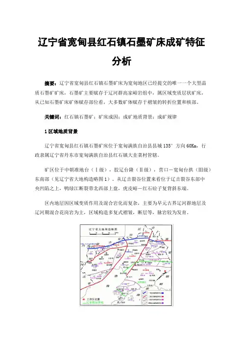 辽宁省宽甸县红石镇石墨矿床成矿特征分析