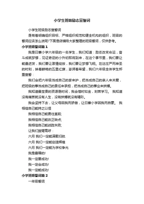 小学生班级励志宣誓词