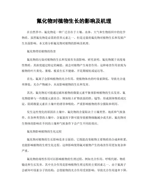 氟化物对植物生长的影响及机理