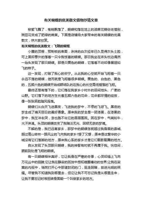 有关蝴蝶的优美散文借物抒情文章