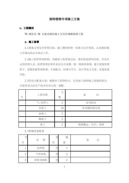 钢结构旋转楼梯专项施工方案(附件一)