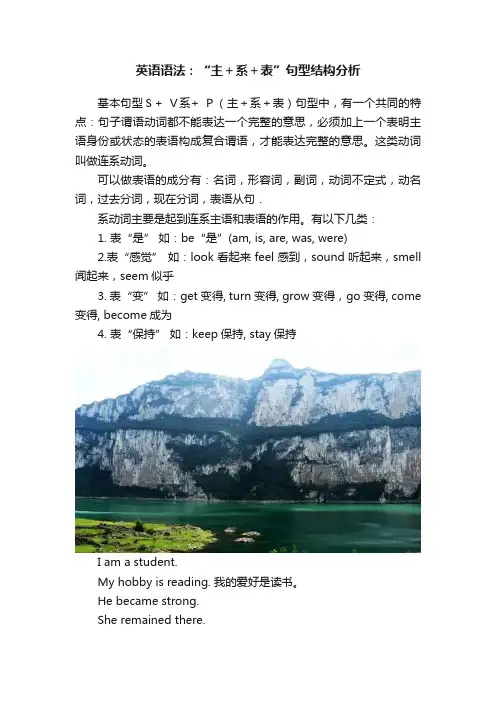 英语语法：“主＋系＋表”句型结构分析