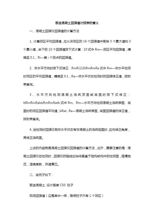泵送混凝土回弹值对照表的意义