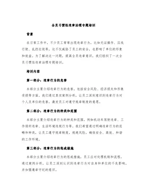 全员习惯性违章治理专题培训