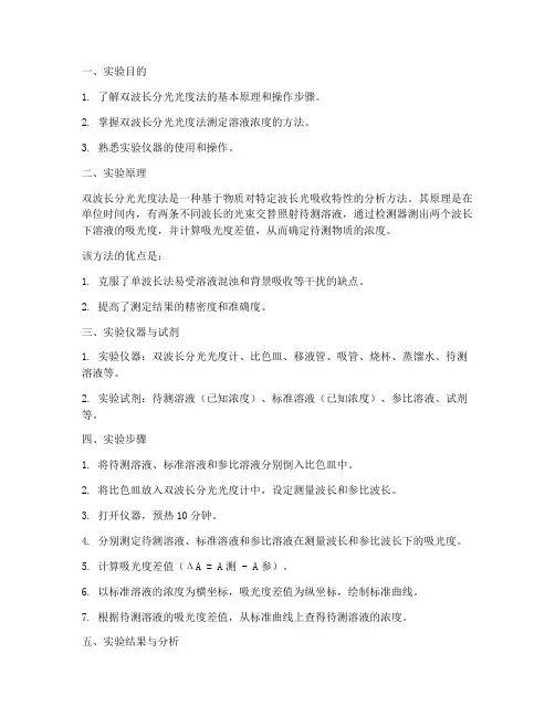 双波长分光实验报告