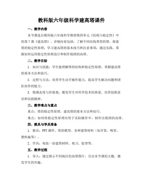 教科版六年级科学建高塔课件