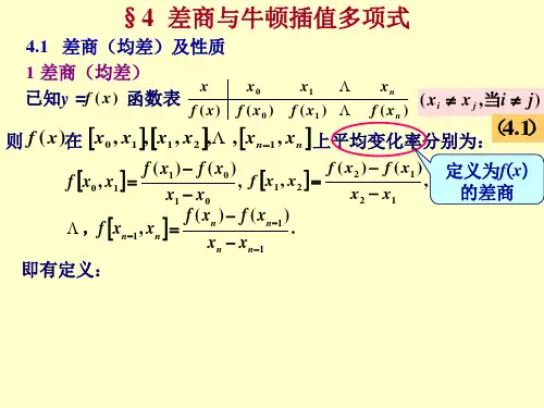 差商与牛顿插值多项式