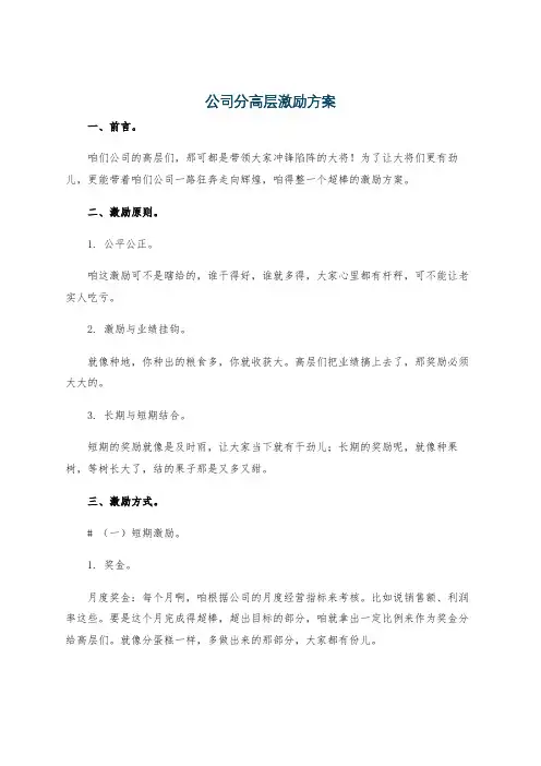 公司分高层激励方案