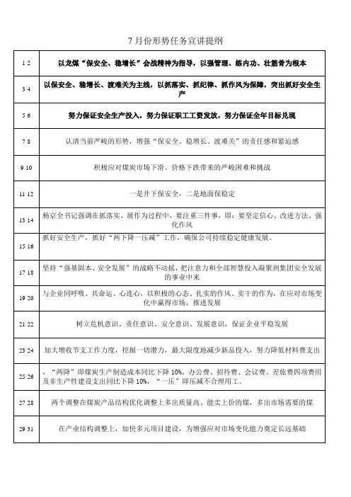 7月份形势任务宣讲提纲