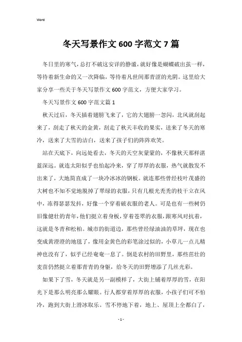冬天写景作文600字范文7篇