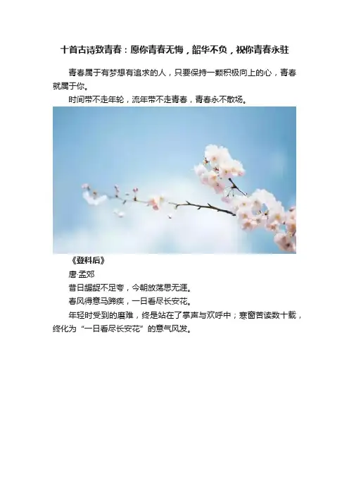 十首古诗致青春：愿你青春无悔，韶华不负，祝你青春永驻