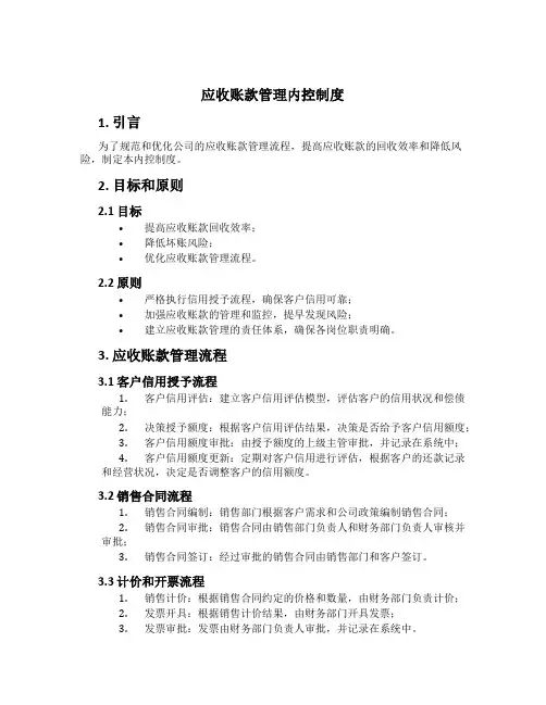 应收账款管理内控制度