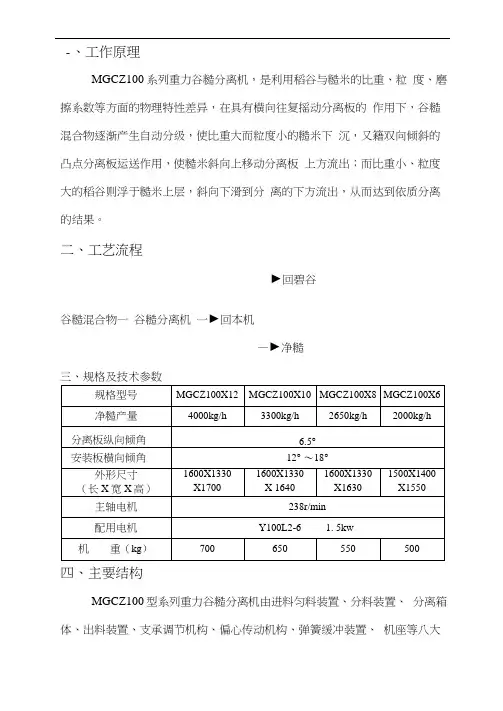 谷糙分离筛说明书