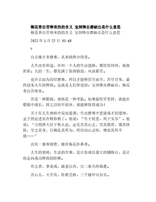 梅花香自苦寒来的的含义 宝剑锋自磨砺出是什么意思