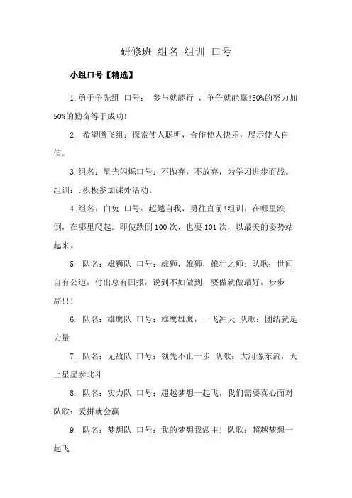 研修班 组名 组训 口号