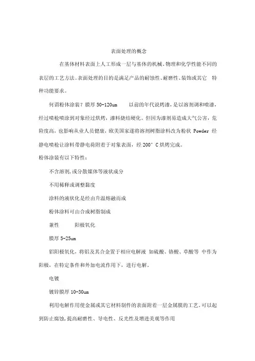 表面处理的概念汇总（可编辑）