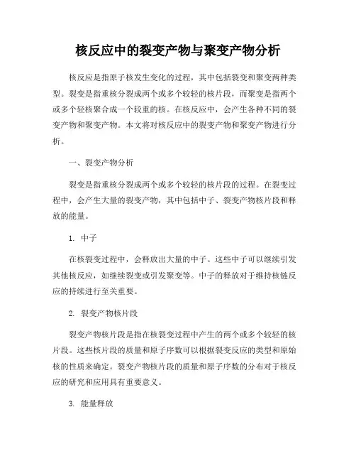 核反应中的裂变产物与聚变产物分析