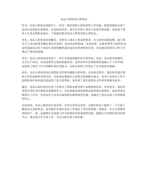 电站入职培训心得体会