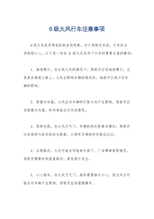 6级大风行车注意事项