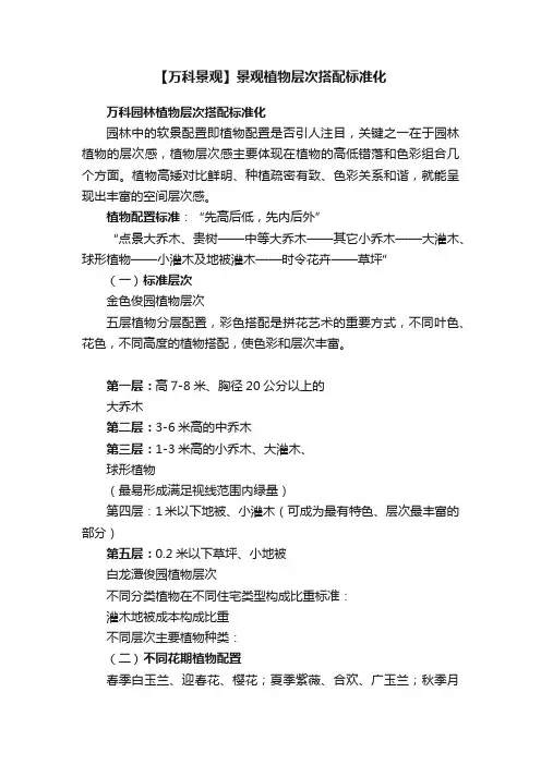 【万科景观】景观植物层次搭配标准化